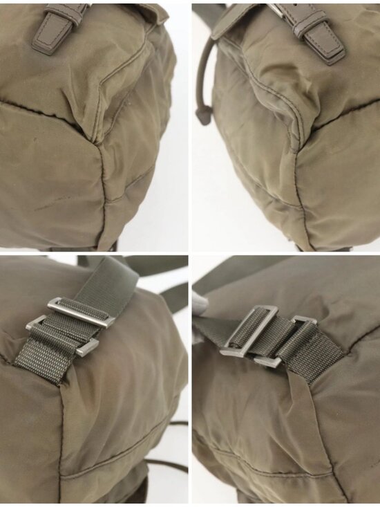 PRADA Backpack Nylon Khaki Silver Auth 163902 main image 9